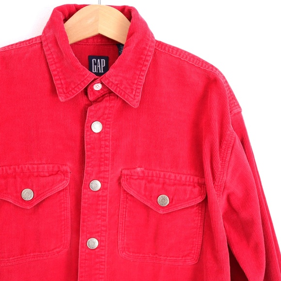 Vintage 90s GAP red kids corduroy shirts / 6-7Y Youth S - Picture 2 of 12
